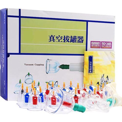 Free Shipping Chinese Kangzhu Vacuum Cupping Kit 24Pcs Cupping Cans Chinese Acupuncture Massage Suction Cup Health Massage