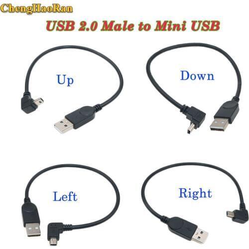 ChengHaoRan USB 2.0 Male to Mini USB B Type 5pin 90 Degree Up & Down & Left & Right Angled Male Data Cable