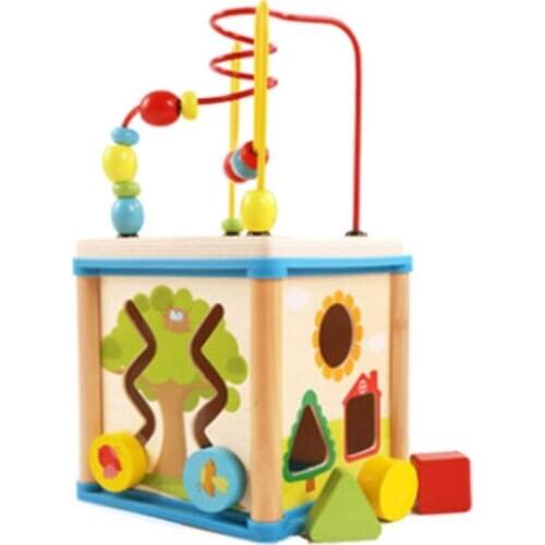 Kid Educational Toys Wooden Circles Bead Wire Maze Roller Coaster Toy Montessori Early Learning Baby Birthday Christmas Gift Toy