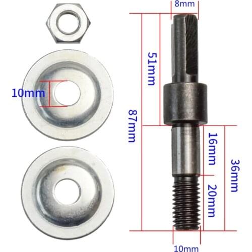 Disc Holder with Inner Diameter 10mm Kit Spanner Kit Power Tools Hole Drill Angle Grinder 87mm Long Mandrel Adapter P15F