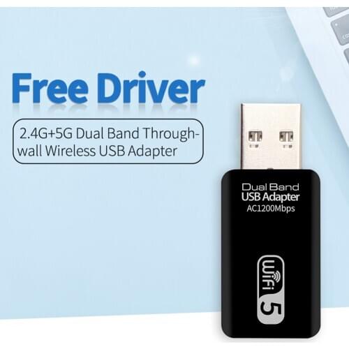 Dual-Band Wifi Adapter Dongle Mini Wireless Computer Network Card Receiver 1200M USB Network Card Desktop Laptop