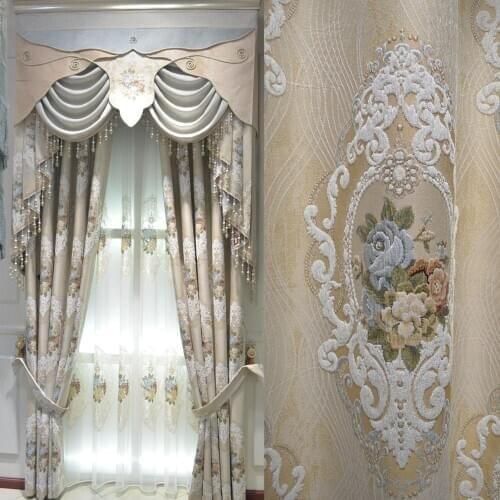 European top luxury royal 3D jacquard blackout curtains for living room high quality elegant curtains for bedroom