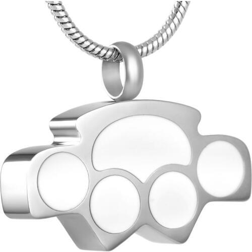 IJD8586 White and Black Dog/Cat Paw Cremation Urn Pendant 316L Stainless Steel Pet Keepsake Memorial Ashes Necklace Wholesale