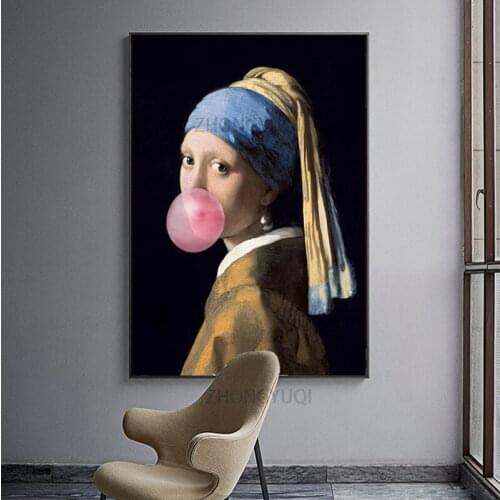 Classical European Oil Woman Canvas Fun Lips Pen Paintings Wall Abstract Landscape Wall Art Prints Posters Pictures Home Decor