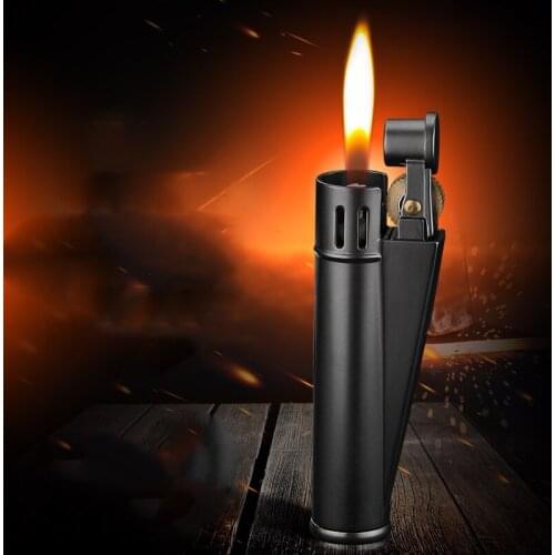 Creative Retro Metal Sliding Cover Ignition Machinery Grinding Wheel Kerosene Lighter Cigarette Accessories Men and Women Gifts