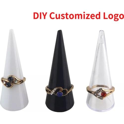 Creative Plastic ring display stand wooden stand mini wooden display jewelry stand Cone ring seat solid wood display props Hand