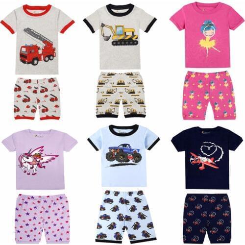Summer 100 Cotton Children Short Sleeve Baby Pajamas Sets Pyjamas Kids Pijamas for Boys and Girls Pajamas Summer Clothes