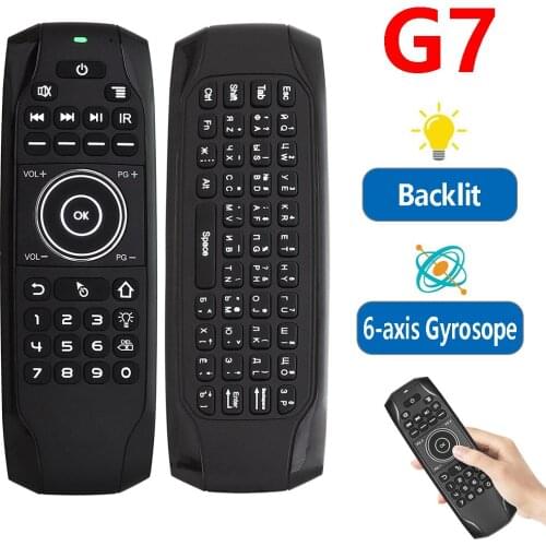 Mini Keyboard Air Mouse G7 Wireless Remote Control 77keys IR Learning 6-Axis Gyroscope Backlit for Android TV Box H96 Max 3318