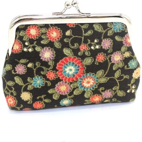 Fashion Small Purse Lady Coin Purse Bag Luxury Women Lady Retro Vintage Flower Small Wallet Hasp Purse Clutch Carteira Card Hold
