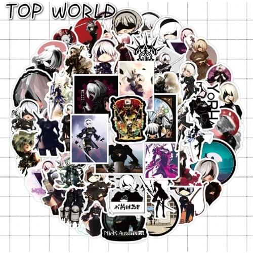 10/50Pcs/set NieR:Automata Cartoon Game Anime Mixed Graffiti Stickers For Luggage Diy Skateboard Laptop Phone Case Kids Toys