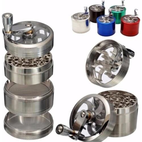 Stainless Steel 4 Layers Tobacco Spice Grinder Herb Weed Grinder With Mill Handle Salt And Pepper Mills Kitchen Tools