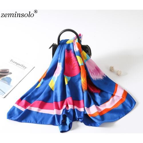 New 130x130cm Spring Style Silk Scarf Women Scarves Shawls Stoles Printed NeckerChief Bandana Large Square Scarf Wrap Lady Gift