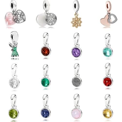 NEW 2021 100% 925 Sterling Silver Pink rose love Charm Pendant Fit DIY Original Bracelet Fshion Jewelry Gift