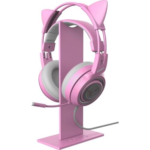 Headphone Stand Stable Headset Bracket Display Shelf Computer Gaming Holder Rack Non-Slip Earphone Vertical Hanger Pink/Black