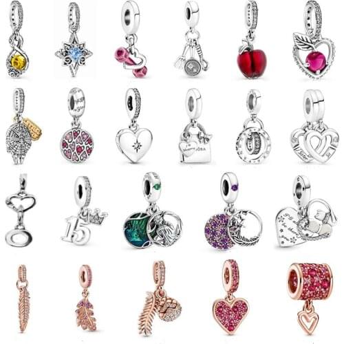 Belle Infinity & Rose Flower Pendant 100% Real 925 Sterling Silver Openwork Dancing Queen Charm Fit Brand Bracelet Diy Jewelry