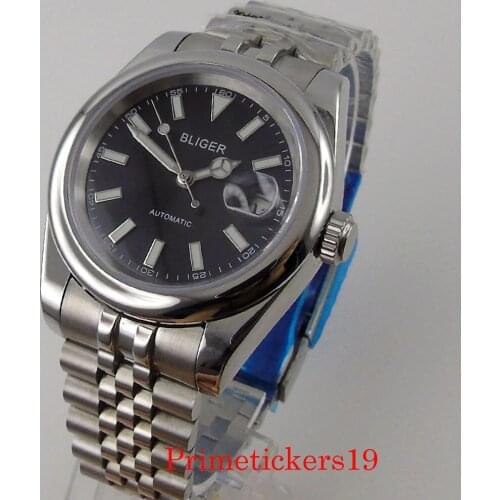 40mm Sterile Black Dial Japan MIYOTA 8215 Sapphire Glass Bliger Polished Automatic Movement Date Jubilee Strap
