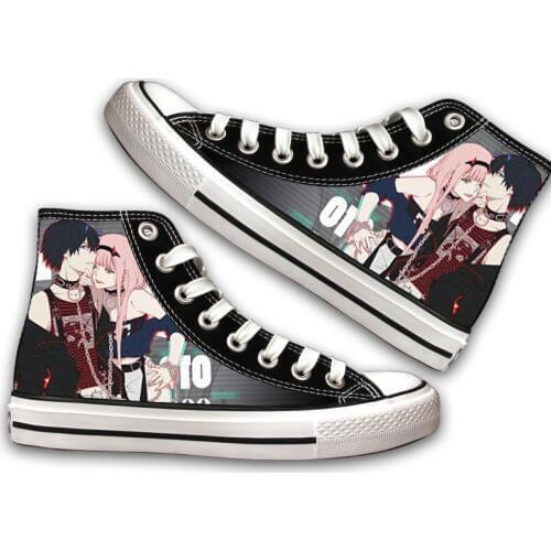 Unisex Anime DARLING in the FRANXX Casual High Canvas Shoes HIRO ZERO TWO ICHIGO Preppy Flat plimsolls duck shoes Sneakers