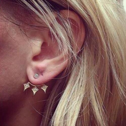 Simple Trendy Party Geometric Hollow Metal crystal rhinestone Insert Drill Golden Stud Earrings Wedding Jewelry for Women