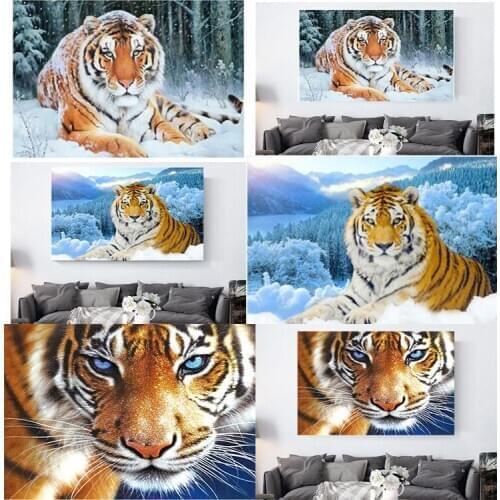 Christmas DIY 5D Daimond Mosaic tiger Handmade Diamond Painting Cross Stitch Kits Diamond Embroidery Patterns Rhinestones gift