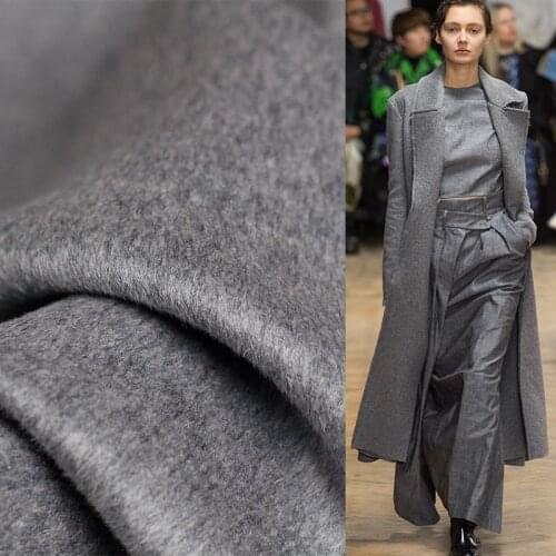 Grey Thicken Double-side Overcoating Fabrics 100%Wool Material Winter Women Overcoat Sewing Cloth Freeshipping
