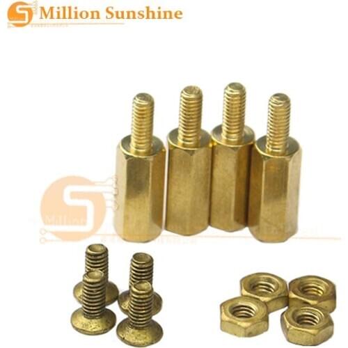 M2.5x11+6 Hex Standoff Spacer Male to Female Thread Screw to Nut Brass Pillars 4 sets/bag for Raspberry Pi 2/3 & Banana Pi M2/M3