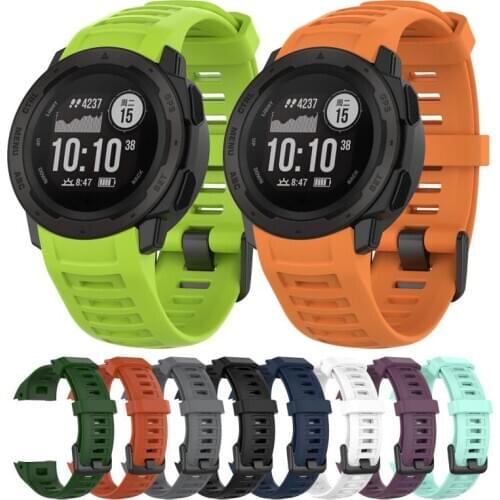 Silicone Strap For Garmin Instinct Black Steel Buckle 22mm Breathable Bracelet WatchBand Replacement Watches Smart wristStrap