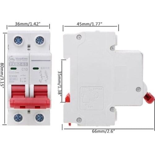 YYSD 2P DC 1000V Solar Mini Circuit Breaker 10A/16A/32A/50A/63A DC Photovoltaic MCB