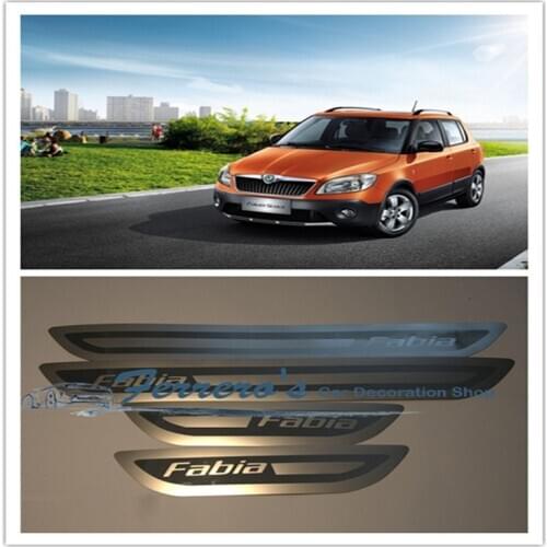 High-quality stainless steel Plate Door Sill Welcome Pedal Car Styling Accessories 4pcs/set For SKODA FABIA 2009-2014
