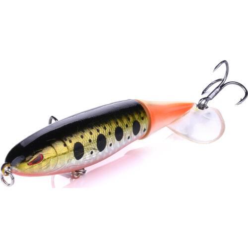 YUZI Fishing Lure Whopper Popper 10cm/13.2g Topwater Artificial Bait Hard Plopper Soft Rotating Tail Fishing Tackle Hooks