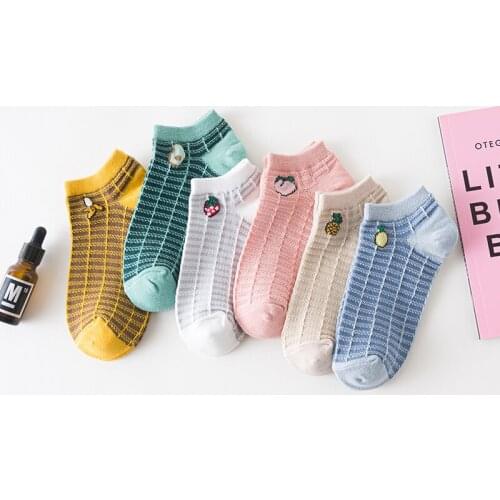 Women Socks Ankle Fruit Avocado Cute Cotton Breathable Blue Cartoons Casual Ladies Sock Fashion Girls Funny Harajuku Short Sox