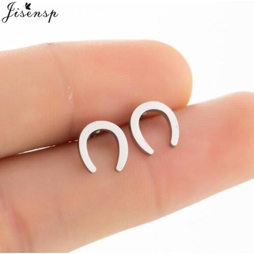 Fashion Jewelry Stainless Steel Horseshoe Stud Earrings Geometry Vintage Horse U Earring Women Boucle D'oreille Femme 2020