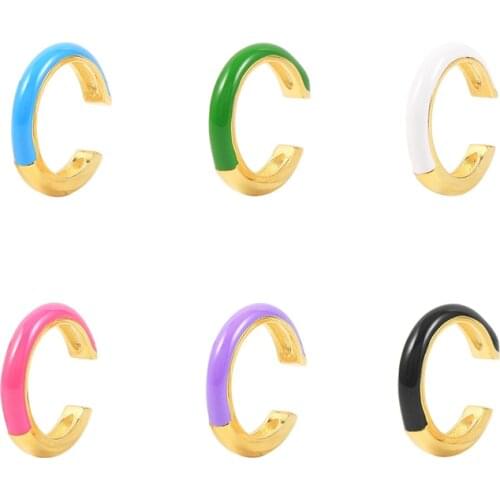 Viny 2021 Trend Vintage Pendientes Plata 925 Sterling Silver Earrings For Women Piercing Clip Earring C-Shape Enamel Earrings