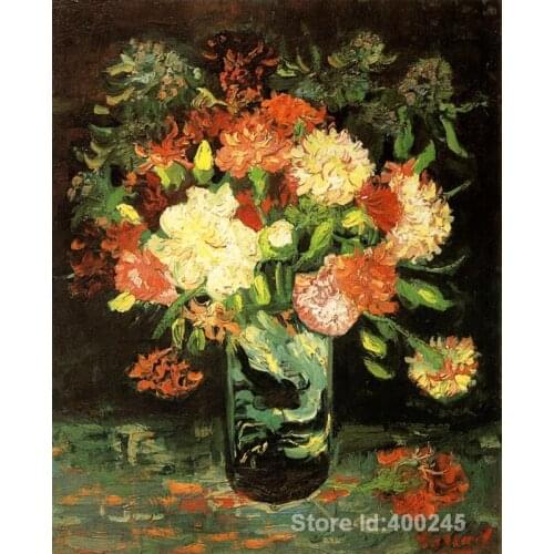 Famous art painting for living room Vase with Carnations Vincent Van Gogh High quality Hand painted