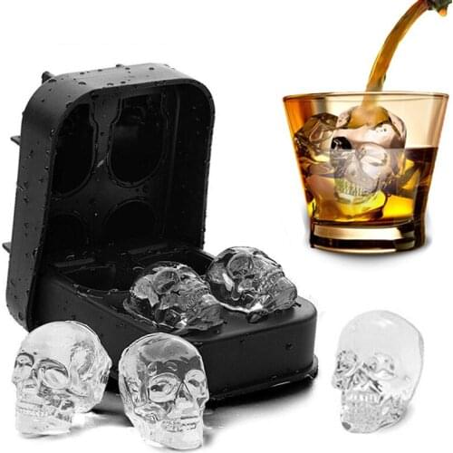 1 pc Ice Cube Maker DIY Creative Silica Gel Gun Bullet Skull Shape Tray Mold Home Bar Party Cool Whiskey Wine Ice Cream Bar Tool