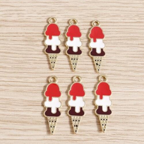 10pcs 8*27mm Alloy Enamel Ice Cream Charms for Jewelry Making Fashion Earrings Pendants Necklaces Bracelets DIY Charms Crafts