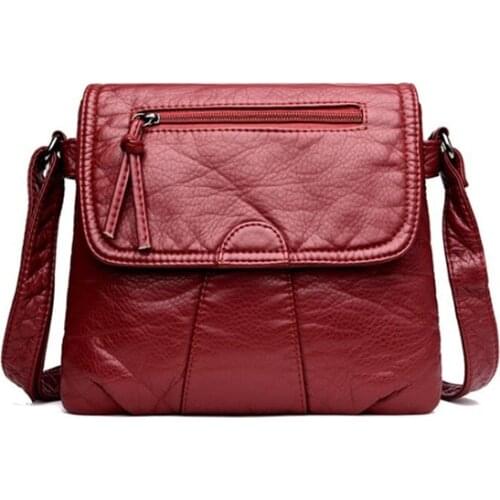 2021 Bag Female Handbag Purses Black Small Women Messenger Bag Soft Washed Pu Leather Crossbody