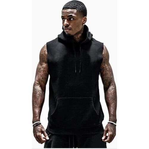2021Mannen Tank Top Mouwloos Muscle Gym Sport Slanke Vest Bodybuilding Hooded Hiphop Streetwear