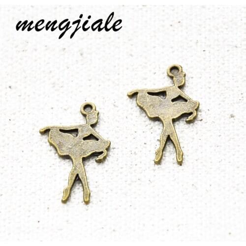 30pcs Antique Bronze Ballet Girl Charms Alloy Metal Pendants For DIY Jewelry Accessories Making 22*14mm
