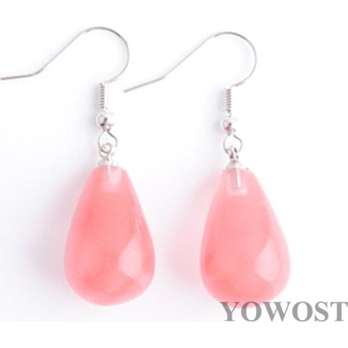 5 Pairs Women Drop Earrings Natural Quartzs Gem Stone Teardrop Bead Reiki Healing Earrings Bohemian Jewelry QR3169