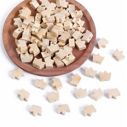 50PCS 13X18MM Crown Shape Wooden Beads for Crafts To Make Garland, Macrame, Jewelry Making, Farmhouse Decor and Crafting DIY