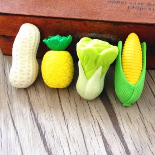 72pcs/lot Vegetable Fruit New Design Eraser Nontoxic Kawaii Students' Gift Prize Children Learning Toys School Office Supplies