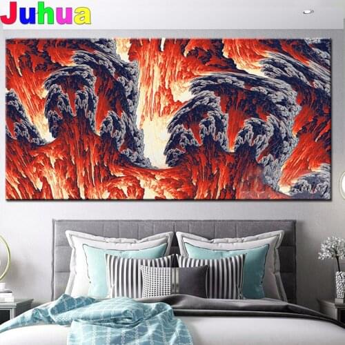 Large Size Diy Diamond Painting Volcano eruption 5d Diamond Embroidery Full Display Diamond Mosaic Cross Stitch Abstract Clouds