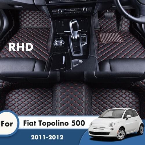 RHD Car Floor Mats For Fiat Topolino 500 2012 2011 Carpets Waterproof Custom Auto Accessories Interior Front And Rear Side Rugs