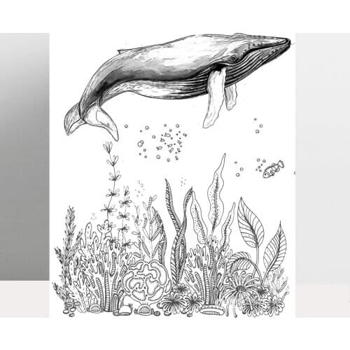AZSG Huge Whale Clear Stamps For DIY Scrapbooking/Card Making/Album Decorative Silicone Stamp Crafts