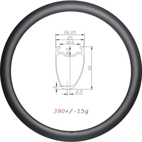 700C 390g 42mm all road gravel clincher tubeless carbon rim disc asymmetric 25mm wide 18H 20H 21H 24H 28H UD 3K 12K Matte Glossy