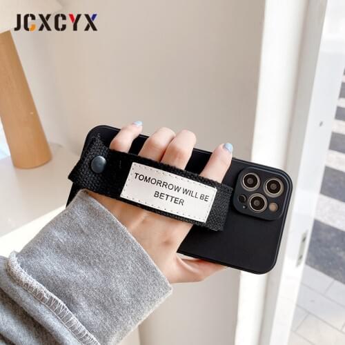 Luxury Solid wrist strap protection soft case for iphone 12 12 Pro Max 11 Pro Max 12MiNi 7 8 6S Plus X XS Max XR SE 2020 cover