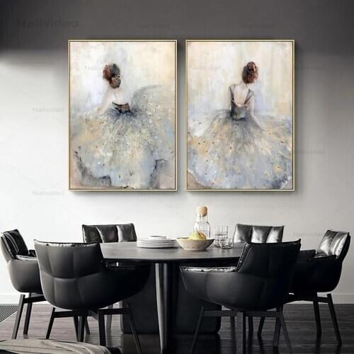 Elegant Ballet Dancer Poster Nordic Style Girl Portrait Canvas Painting Wall Art Hd Print Photo Picture Girls Room Home Decor