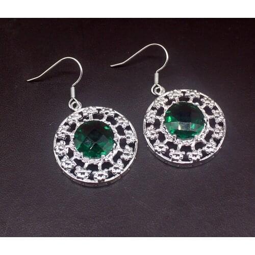 Hermosa Glowing Unique Green Topaz Genuine 925 Silver Dangle Drop Hook Earrings Jewelry Gifts for Women Girls 20214186