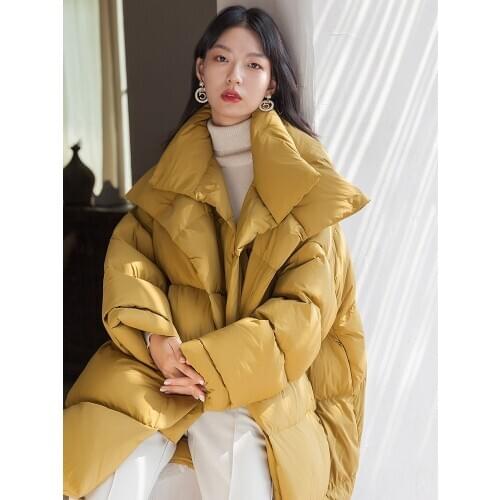 Fall Winter 2020 Collection Original Design Oversize Long White Goose Down Jacket Coat Women