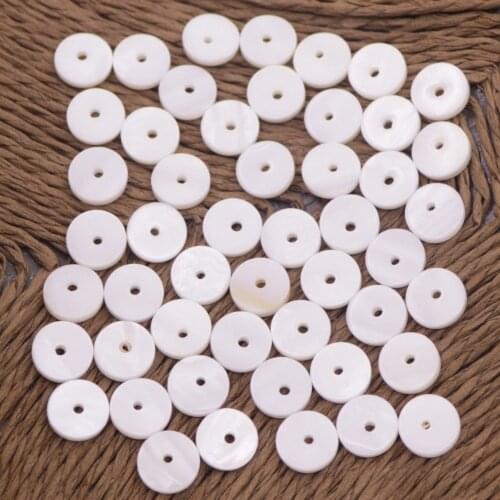 50 PCS 8mm Round Coin Shell White Mother of Pearl Have Hole Jewelry Making DIY